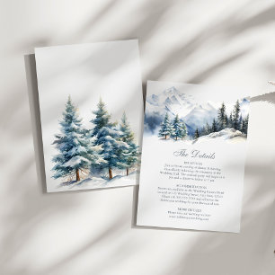 Snowy Mountain & Pine Trees Mariage Détails Carte