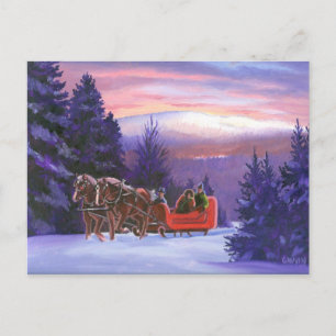 Snowy Mountain Sleigh Ride Briefkaart