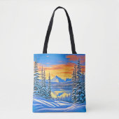 Snowy Mountain Sunset Glow Draagtas (Voorkant)