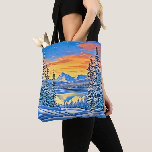 Snowy Mountain Sunset Glow Draagtas (Dichtbij)