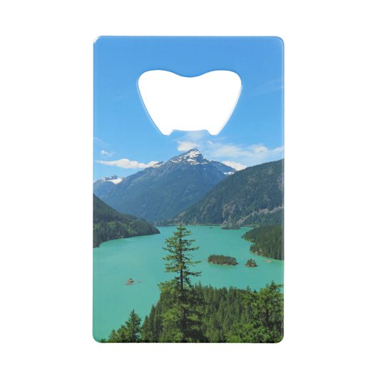 Snowy Mountain Turquoise Lake in Washington Kredietkaart Flessenopener (Voorkant)