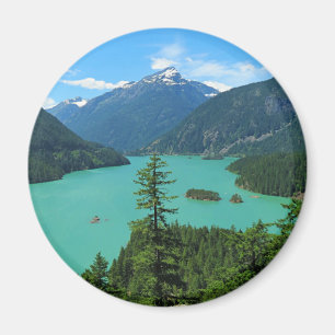 Snowy Mountain Turquoise Lake in Washington Magneet