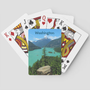 Snowy Mountain Turquoise Lake in Washington Pokerkaarten