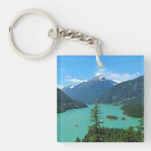 Snowy Mountain Turquoise Lake in Washington Sleutelhanger