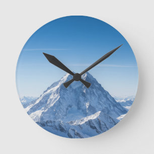 Snowy Mountain Wall Clock – Verse Natuur Ontwerp Ronde Klok