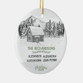Snowy Mountain Winter Log Cabin X 4 Keramisch Ornament (Rechts)