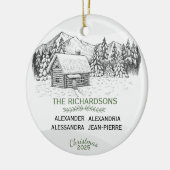 Snowy Mountain Winter Log Cabin X 4 Keramisch Ornament (Links)