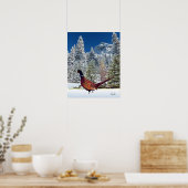 Snowy Mountains met Pheasant Semi Gloss-Poster Poster (Keuken)