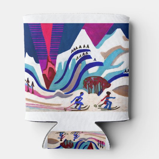 Snowy Mountains with Skiers Blikjeskoeler (Achterkant)