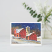 Snowy New England Barns Briefkaart (Staand voorkant)