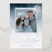Snowy Night Blue Folie Prettige feestdagen (Voorkant)