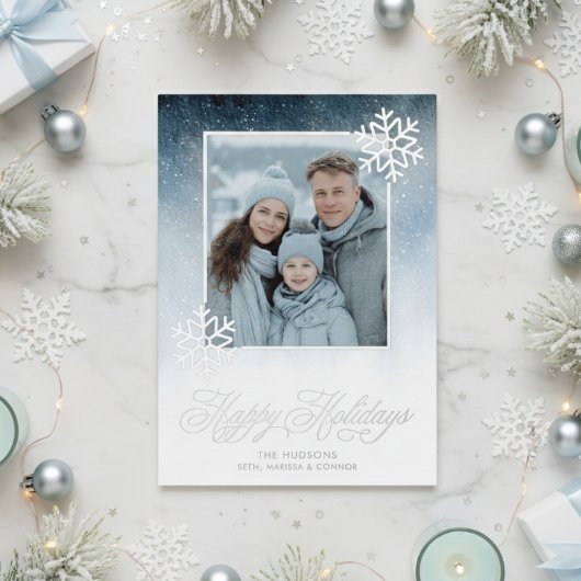 Snowy Night Blue Folie Prettige feestdagen