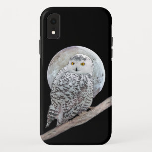 Snowy Owl and Moon Painting - Original Bird Art iPhone XR Hoesje