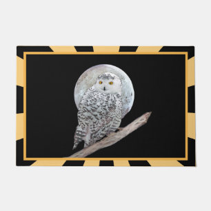 Snowy Owl and Moon Painting - Original Bird Art Deurmat