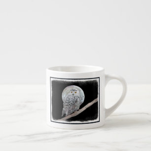 Snowy Owl and Moon Painting - Original Bird Art Espresso Kop