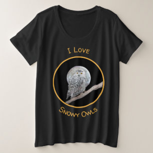 Snowy Owl and Moon Painting - Original Bird Art Grote Maat T-shirt