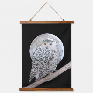 Snowy Owl and Moon Painting - Original Bird Art Hangend Wandkleed