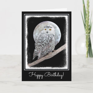 Snowy Owl and Moon Painting - Original Bird Art Kaart