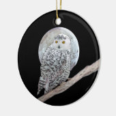 Snowy Owl and Moon Painting - Original Bird Art Keramisch Ornament (Links)