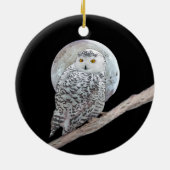 Snowy Owl and Moon Painting - Original Bird Art Keramisch Ornament (Achterkant)