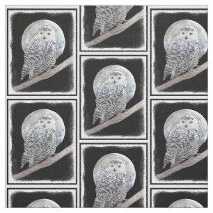 Snowy Owl and Moon Painting - Original Bird Art Stof