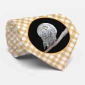 Snowy Owl and Moon Painting - Original Bird Art Stropdas (Opgerold)