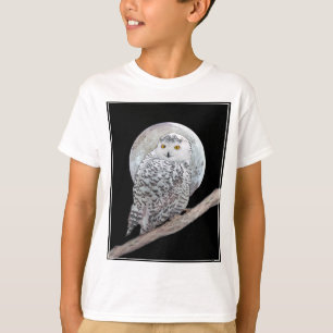 Snowy Owl and Moon Painting - Original Bird Art T-shirt
