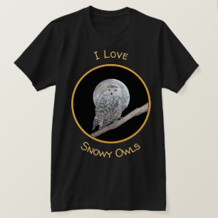 Snowy Owl and Moon Painting - Original Bird Art T-shirt