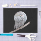 Snowy Owl and Moon Painting - Original Bird Art Tissuepapier (Craft)