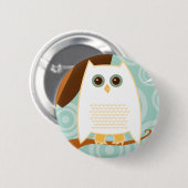 Snowy Owl Blue Button (Voorkant /achterkant)