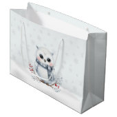 Snowy Owl Gift Bag Groot Cadeauzakje (Voorkant Gekanteld)