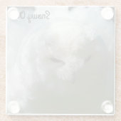 Snowy Owl Glazen Onderzetter (Achterkant)