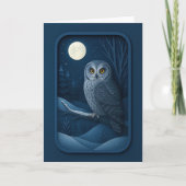 Snowy Owl in Moonlight Card Kaart (Voorkant)
