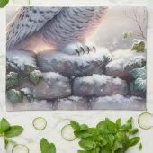 Snowy Owl in Moonlit Winter Garden Theedoek (Gevouwen)