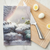 Snowy Owl in Moonlit Winter Garden Theedoek (Quarter Fold)