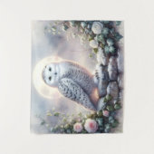 Snowy Owl in Moonlit Winter Garden Wandkleed (Voorkant)