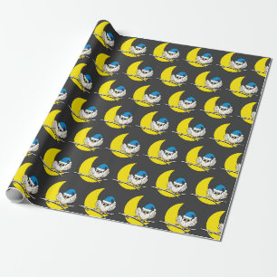 Snowy Owl in New Moon Winter Night Cadeaupapier