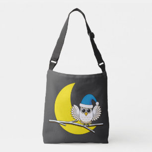 Snowy Owl in New Moon Winter Night Crossbody Tas
