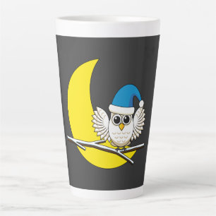 Snowy Owl in New Moon Winter Night Latte Mok