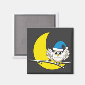 Snowy Owl in New Moon Winter Night Magneet (Voorkant / Achterkant)