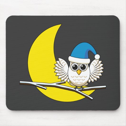 Snowy Owl in New Moon Winter Night Muismat (Voorkant)