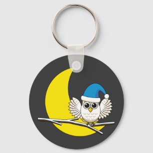 Snowy Owl in New Moon Winter Night Sleutelhanger