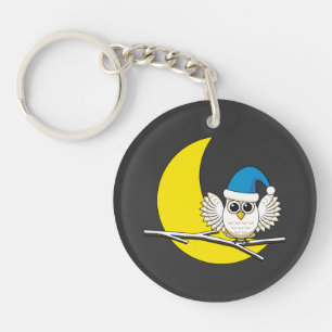 Snowy Owl in New Moon Winter Night Sleutelhanger