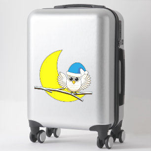 Snowy Owl in New Moon Winter Night Sticker