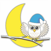 Snowy Owl in New Moon Winter Night Sticker (Voorkant)