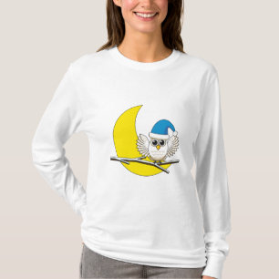 Snowy Owl in New Moon Winter Night T-shirt
