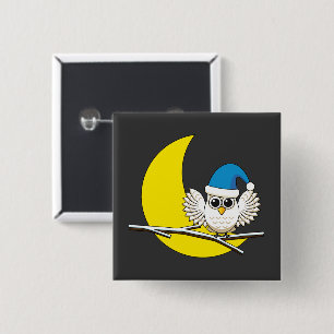 Snowy Owl in New Moon Winter Night Vierkante Button 5,1 Cm