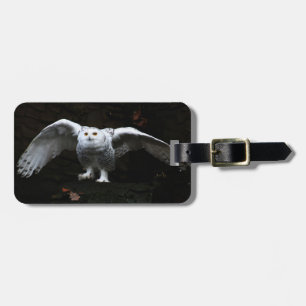 Snowy Owl met open vleugels cd ltcnm Bagagelabel