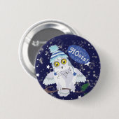 Snowy Owl met Pet Ronde Button 5,7 Cm (Voorkant /achterkant)