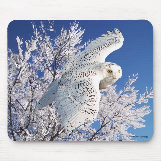 "Snowy Owl" Mousepad Muismat (Voorkant)